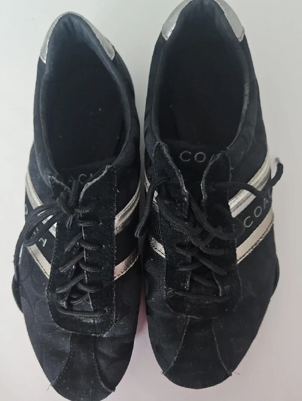 Coach Womens Jayme Black Sneakers with Silver Trim